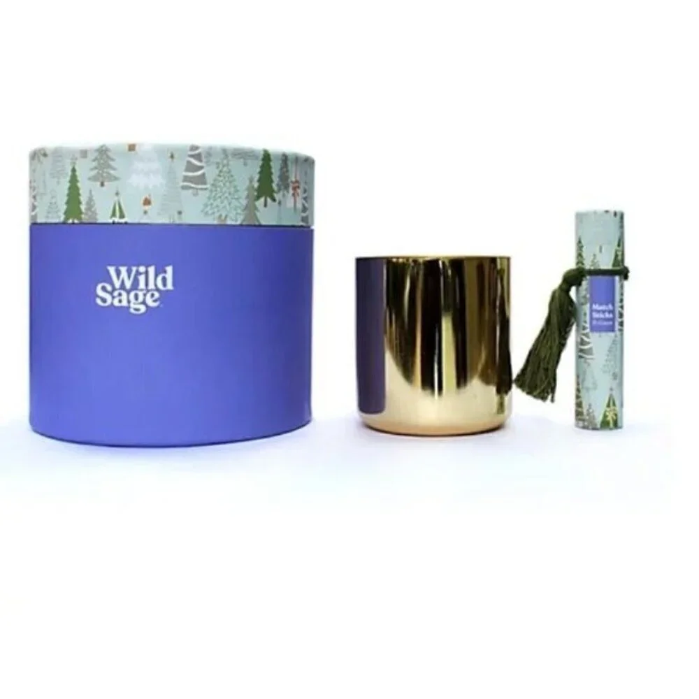 Wild Sage 2 Piece Gingerbread 11 oz. Candle and Matches Gift Set New